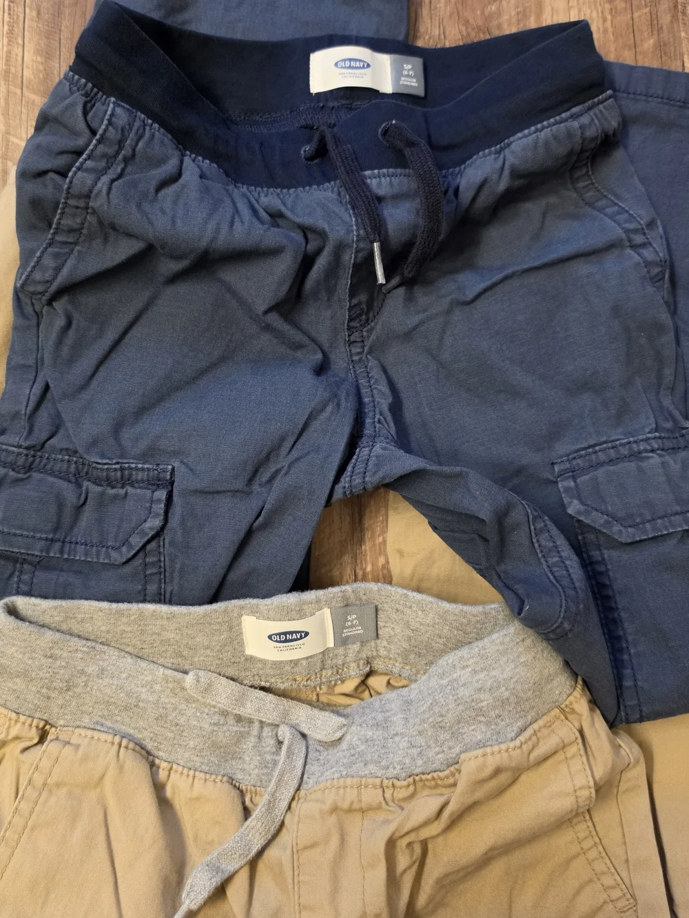 Old Navy Boys Drawstring Cargo & Chino Jogger Pants Lot Size S (6-7) Navy Khaki